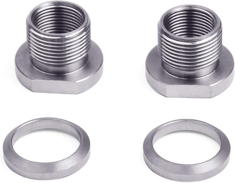 Wulankd 2 Pack Thread Protector, 1/2 x 28 ID to 5/8 x 24 OD, Stainless Steel Thread Adapters 1/2 x 28 Convert to 5/8 x 24 with Crush Washer Stainless Steel - Image 1